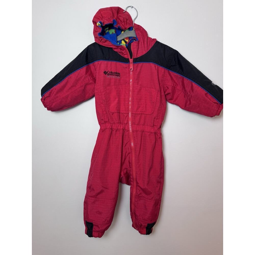 Columbia Vintage Red Tectonite Fleece Lined Hooded Snowsuit Size 2-3 Toddler